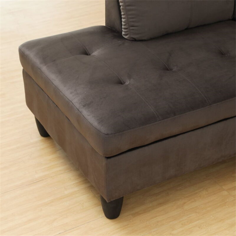 Hommoo Flannel Sectional Sofa Model Set, Modern 4-Seat Couches and Sofaes, L-Shaped Living Room Furniture Set, Light Brown(No Ottomans) - Image 6