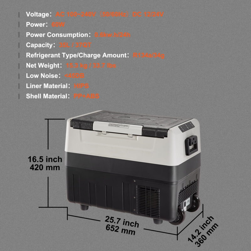 BENTISM 37 qt Dual Zone Car Refrigerator with App Control and Wheels - Image 2