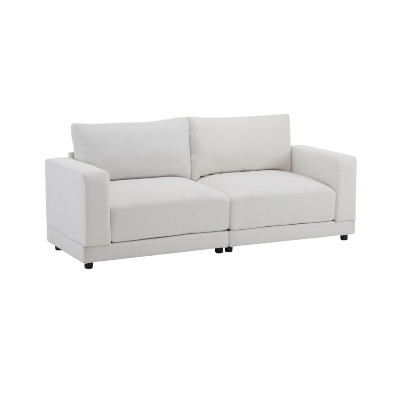 Modern Sofa Couches for Living Room,Mid-Century Upholstered Sofa Furniture with Sturdy Wooden Legs for Living Room,Bedroom,White - Image 3