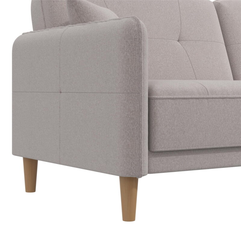 Mainstays Claremonte 78" Tufted 3 Seater Sofa Couch with Throw Cushions, Light Gray Linen - Image 2