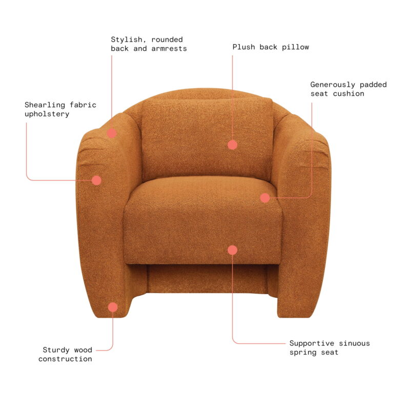 Beautiful Barrymore Teddy Accent Chair by Drew Barrymore, Butterscotch Shearling - Image 4