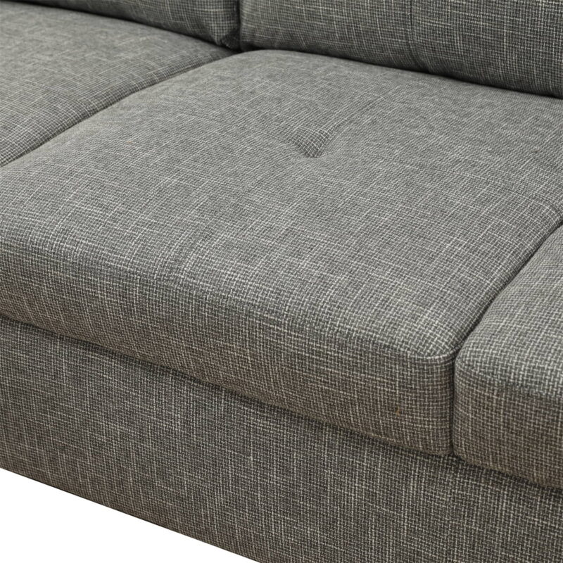 Hommoo Modern Flannel Living Room Furniture Sets Sectional Couches and Sofas, L-Shaped Sectional Couch Sofa, Grey(No Ottoman) - Image 5