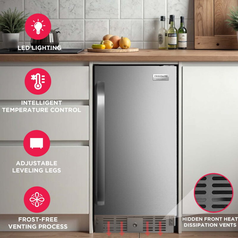 Frigidaire 2.9 Cu Ft Capacity built in fridge, frost free-W:11.6" x L: 17.2" X H: 25.3" (Stainless Steel) - Image 3
