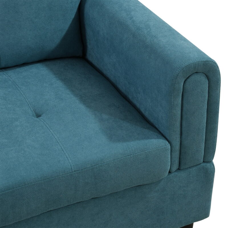 Hommoo Modern Flannel Living Room Furniture Sets Sectional Couches and Sofas, L-Shaped Sectional Couch Sofa, Green(No Ottoman) - Image 7