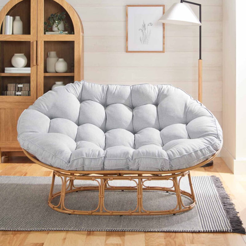 Better Homes & Gardens Double Papasan Accent Chair, Grey Linen - Image 4