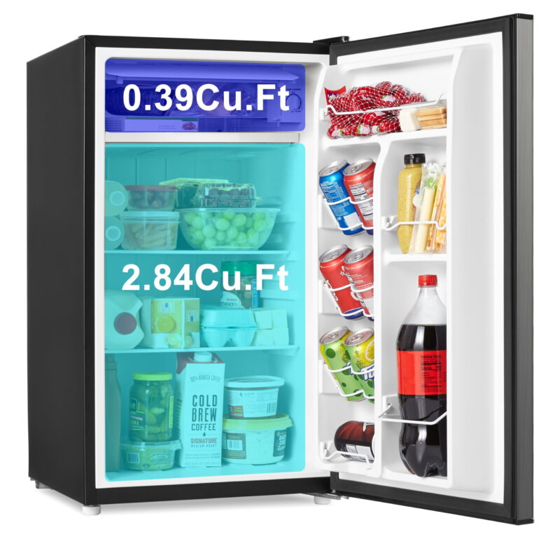Galanz 3.3 Cu ft One Door Mini Fridge, Estar, Stainless Steel Look, New - Image 5