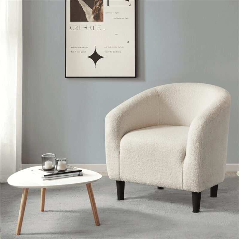 Renwick Modern Upholstered Tub Chair for Living room, Set of 2, Ivory Boucle - Image 5