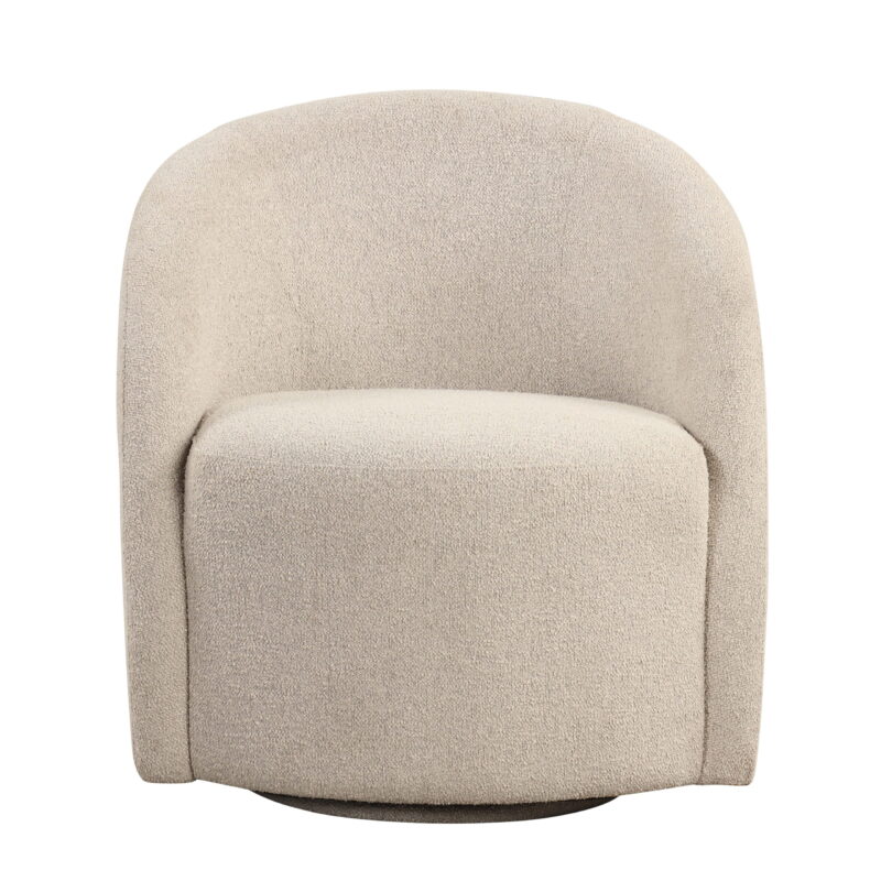 Lifestyle Solutions Briars Art Deco Style Swivel Accent Chair, Khaki Boucle Fabric - Image 2