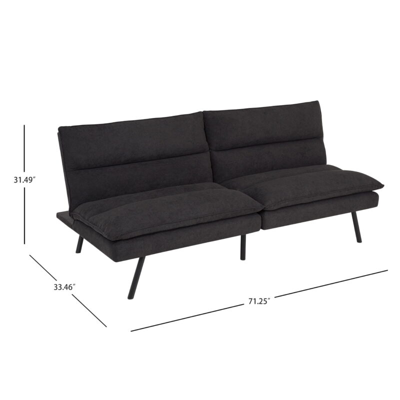Mainstays Pillow Top 71.25" Futon, Charcoal - Image 3