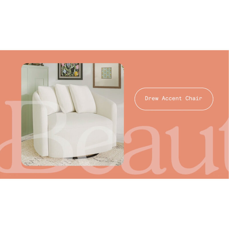 Beautiful Drew Accent Chair by Drew Barrymore, Fawn Cord - Image 2