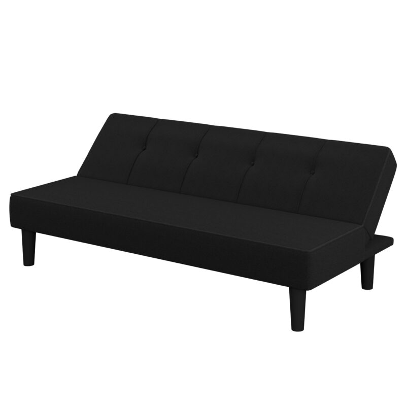 Serta Langston Modern Futon with Black Legs, Black Fabric - Image 2