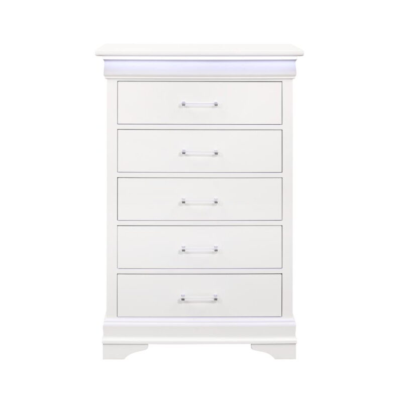 Global Furniture USA Charlie Traditional/Modern White Wood Chest with LED - Image 6