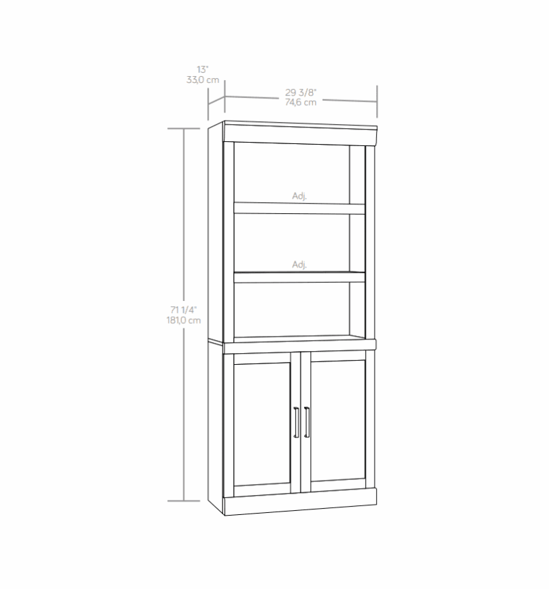 Better Homes & Gardens Glendale 5 Shelf Bookcase with Doors, Rustic Gray Finish - Image 3