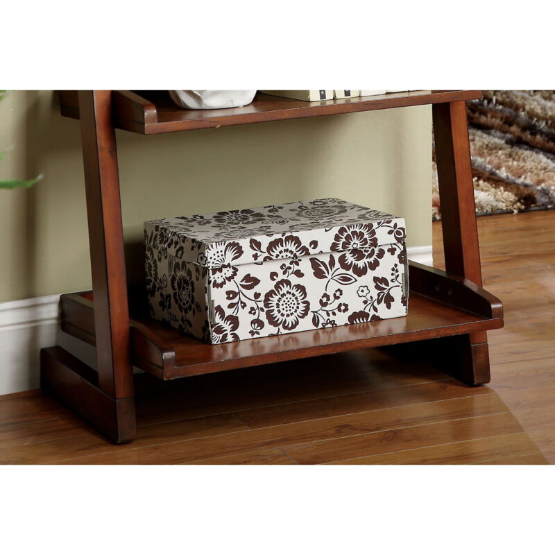Furniture of America Carley 5-Shelf Ladder Leaning Bookcase, Antique Oak - Image 5