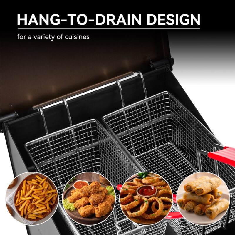 Creole Feast DF02B Outdoor Deep Fryer, 17 Qt. Oil Capacity with 2 Frying Baskets, Lid & Thermometer - Image 6