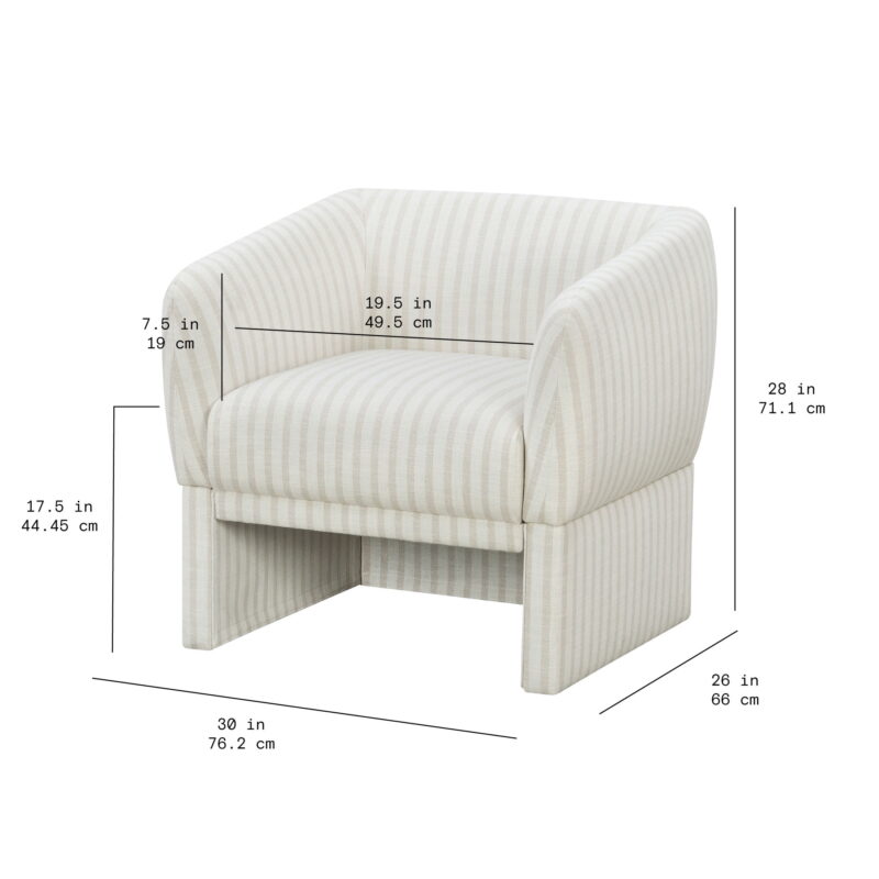 Beautiful Small Space Accent Chair by Drew Barrymore, Beige and White Linen - Image 3