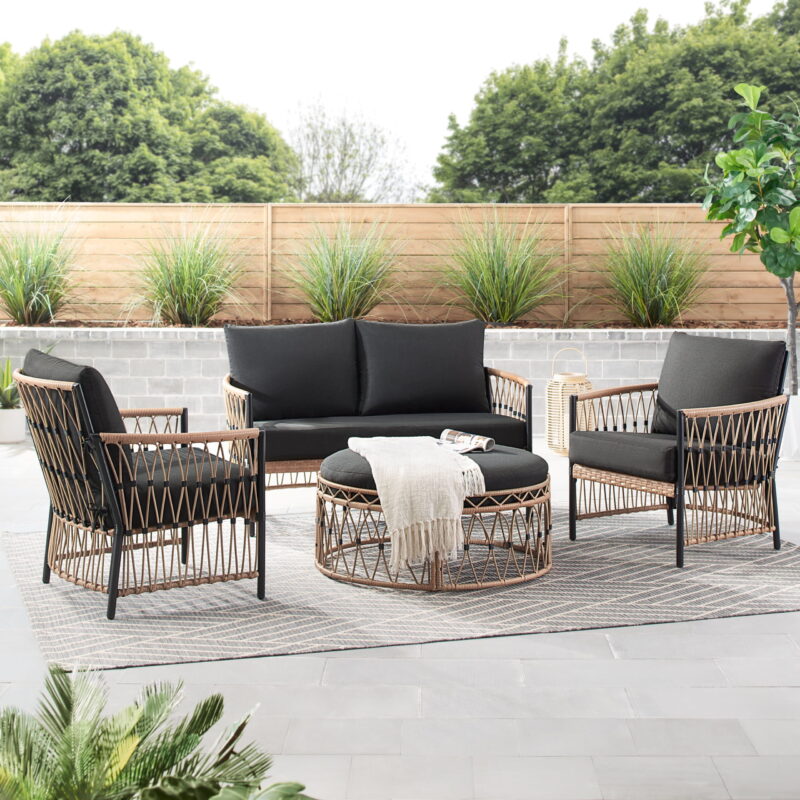 Better Homes & Gardens Lilah 2-Pack Outdoor Wicker Lounge Chairs, Black - Image 3