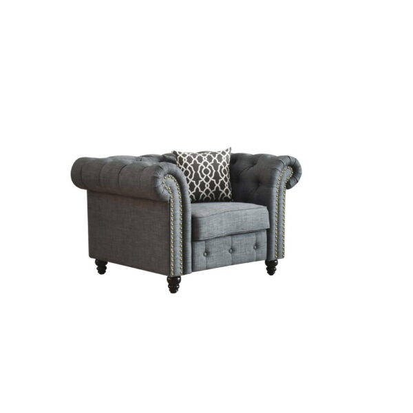 Acme Furniture Aurelia Chair w/1 Pillow, Gray Linen