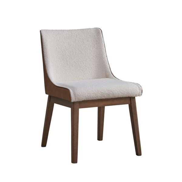 ACME Furniture Ginny 19" Velvet Side Chairs in White/Brown/Walnut (Set of 2)