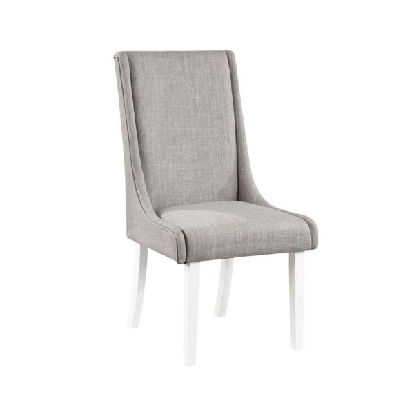 Acme Furniture Hollyn Side Chair (Set-2), Gray Linen & White Finish