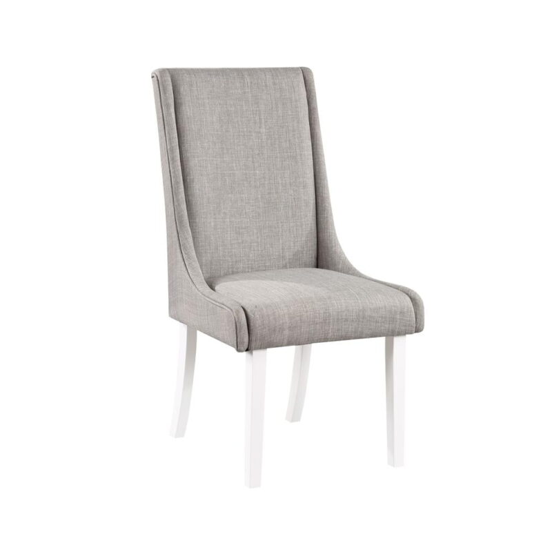 Acme Furniture Hollyn Side Chair (Set-2), Gray Linen & White Finish