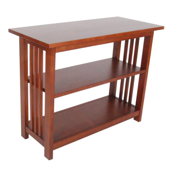 Alaterre Furniture Mission Under Window Bookshelf, Adjustable Two-Shelf Storage Organizer, Versatile Arts and Crafts Style, Perfect for Office or Living Room, Cherry Finish