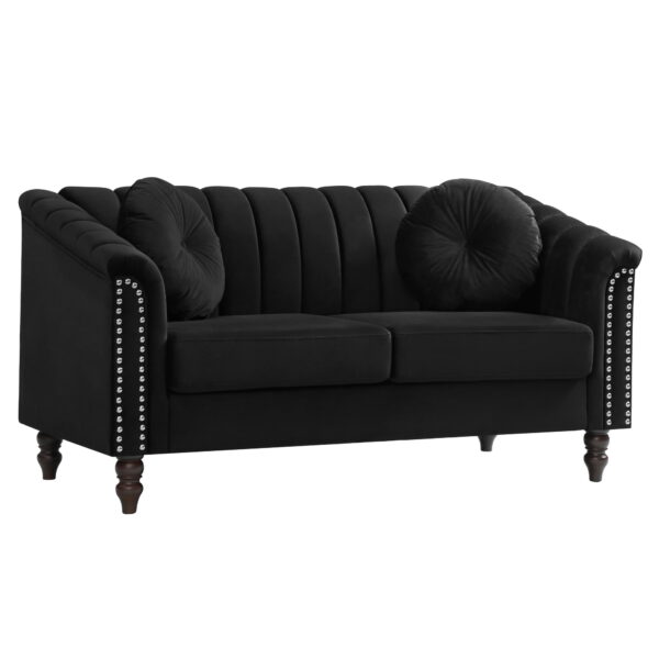 Aukfa 60" Loveseat Sofa Couch, Contemporary Sleep Sofa for Living Room Furniture Sets, Black