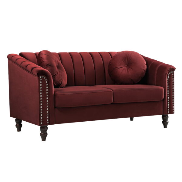 Aukfa 60" Loveseat Sofa Couch, Contemporary Sleep Sofa for Living Room Furniture Sets, Red
