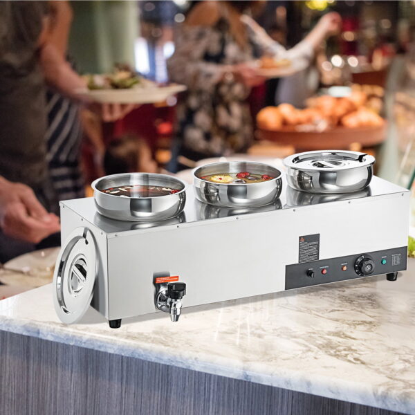 BENTISM Commercial Soup Warmer Soup Station with 3*7.4Qt Pot Soup Kettle Warmer