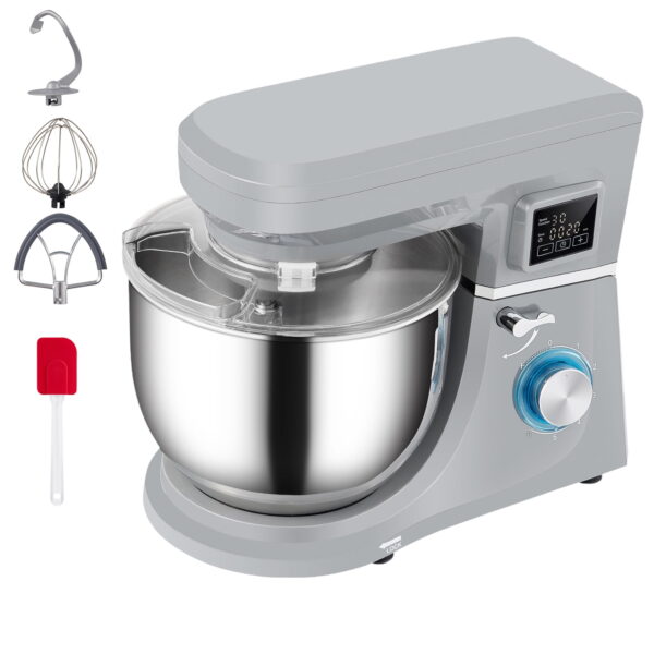 BENTISM Stand Mixer 7.4Qt Electric Dough Mixer w/ 6 Speeds LCD Screen Timing 660W