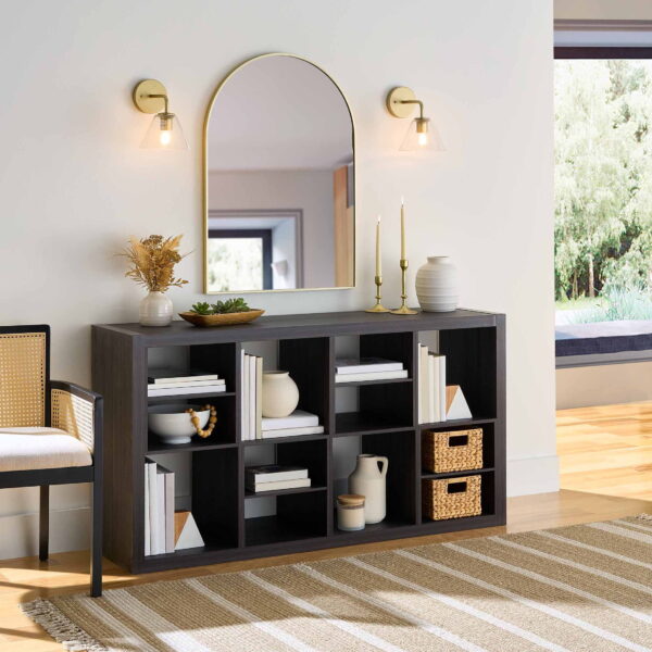 Better Homes & Gardens 8 Cube Organizer with 4 H Shelf Inserts, Tobacco Oak