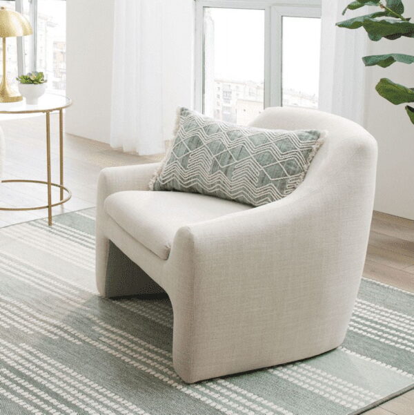 Better Homes & Gardens Emerson Curvy Accent Chair, Cream Linen