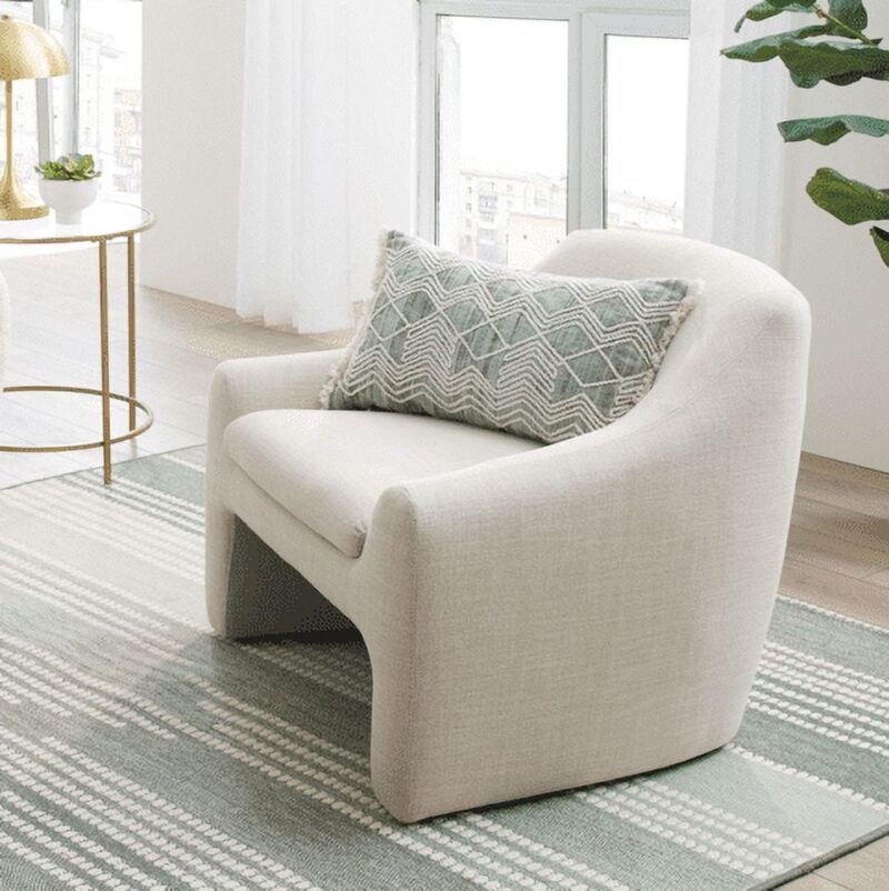 Better Homes & Gardens Emerson Curvy Accent Chair, Cream Linen