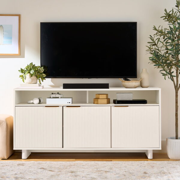 Better Homes & Gardens Lillian Fluted TV Stand for TVs up to 70", White Finish