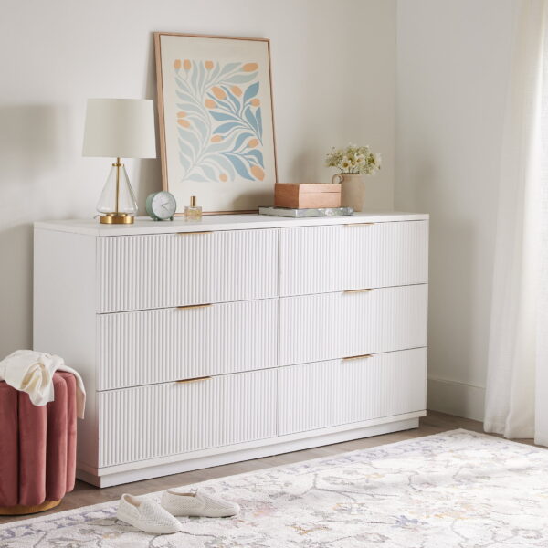 Better Homes and Gardens Lillian 6 Drawer Dresser, White