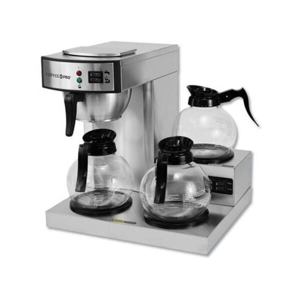 Coffee Pro Three-Burner Low Profile Institutional Coffee Maker, 36-Cup, Stainless Steel