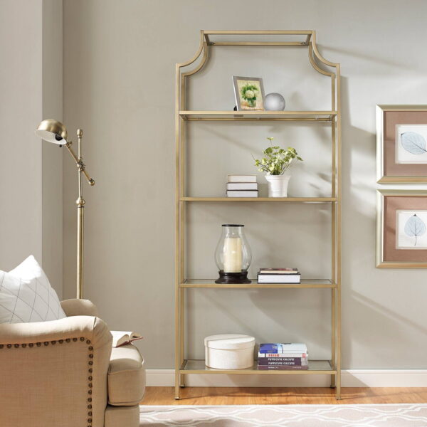 Crosley Furniture Aimee Bookshelf with Glass Shelves, Bookcase Storage