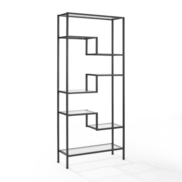 Crosley Furniture Sloane Metal & Glass Etagere in Matte Black