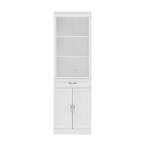 Crosley Furniture Stanton Traditional Wood/Metal Storage Bookcase in White