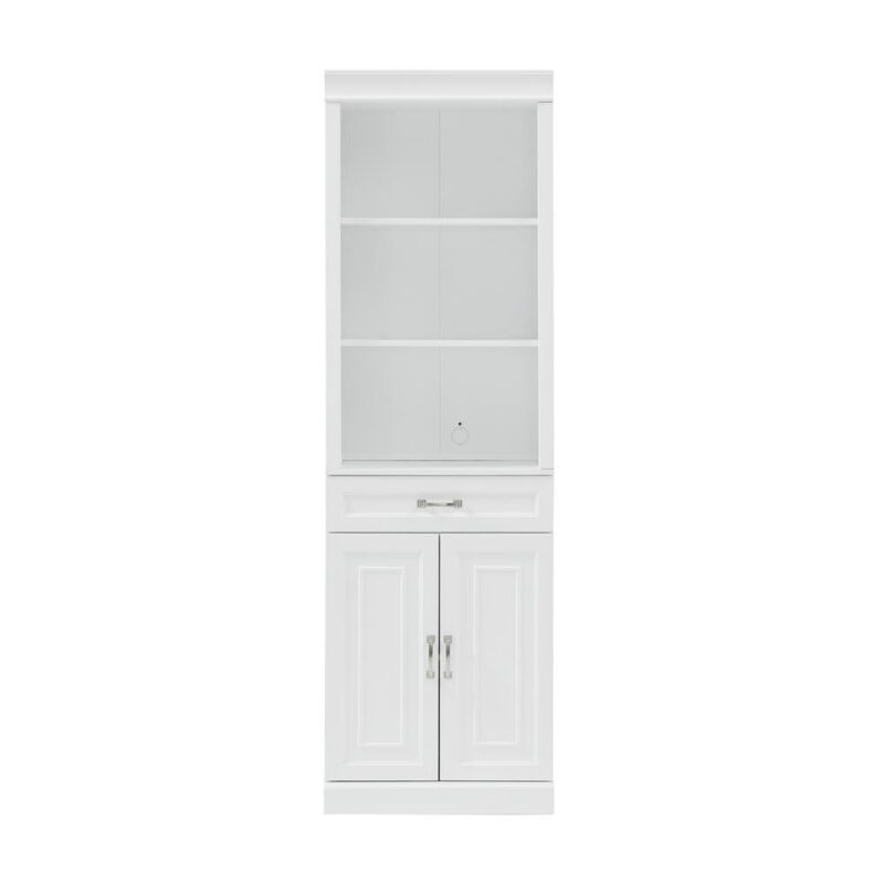 Crosley Furniture Stanton Traditional Wood/Metal Storage Bookcase in White