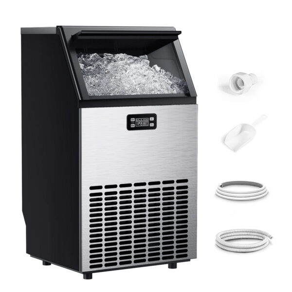EUHOMY Commercial Ice Maker Machine, 99lbs/24H Stainless Steel Under Counter ice Machine