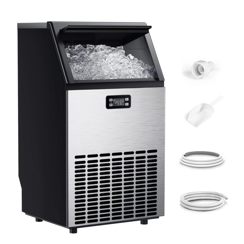 EUHOMY Commercial Ice Maker Machine, 99lbs/24H Stainless Steel Under Counter ice Machine