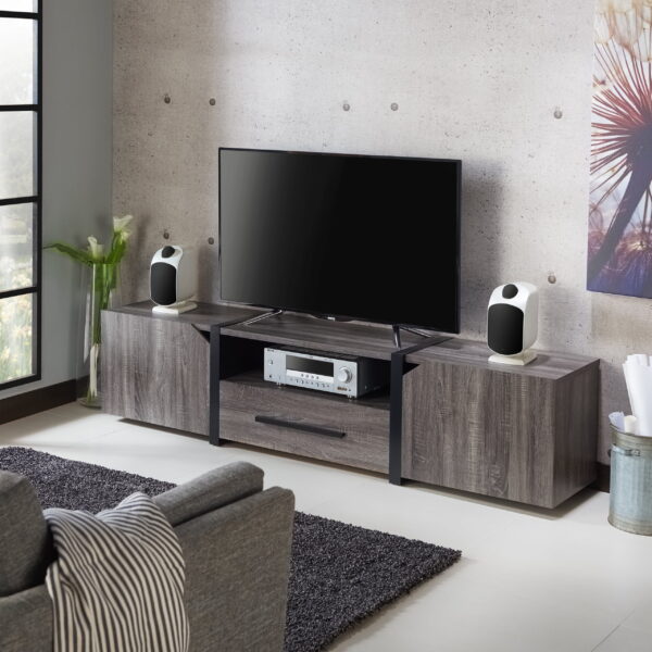 Furniture of America Clipe TV Stand for TVs up to 85", Distressed Gray