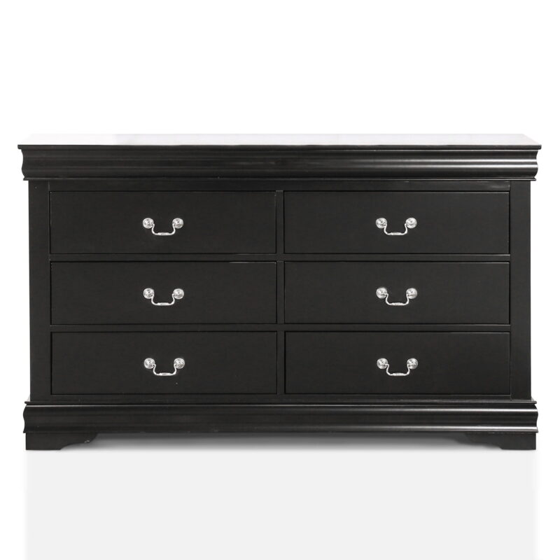 Furniture of America Vrai 6-Drawer Solid Wood Black Dresser