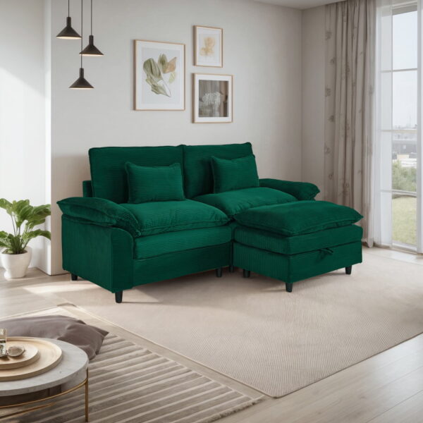 Gewnee Sectional Sofa with Chaise Storage Ottoman, Small L Shaped Free Combination Corduroy Couch Furniture Sets for Living Room