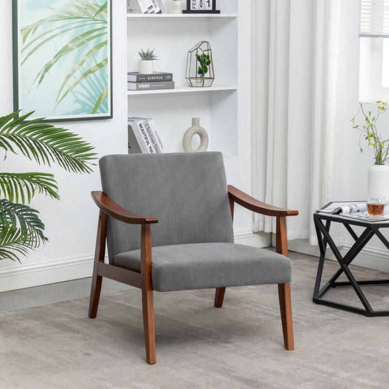 US Pride Furniture Gopal 27.2" Wide Velvet Accent Chair, Grey