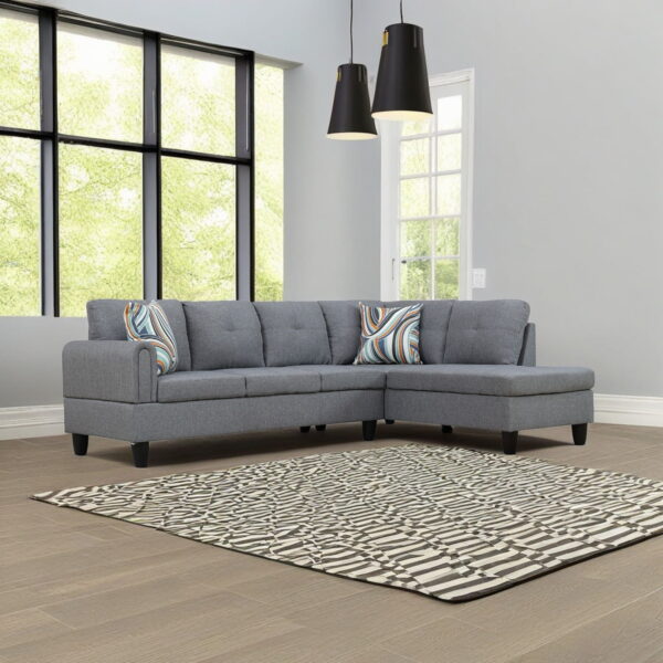 Hommoo Linen Living Room Furniture Sets, 4-Seat Couches and Sofa Set, L Shaped Couch Set Sectional Sofa Set for Home, Apartment, Dorm, Grey(No Ottoman)
