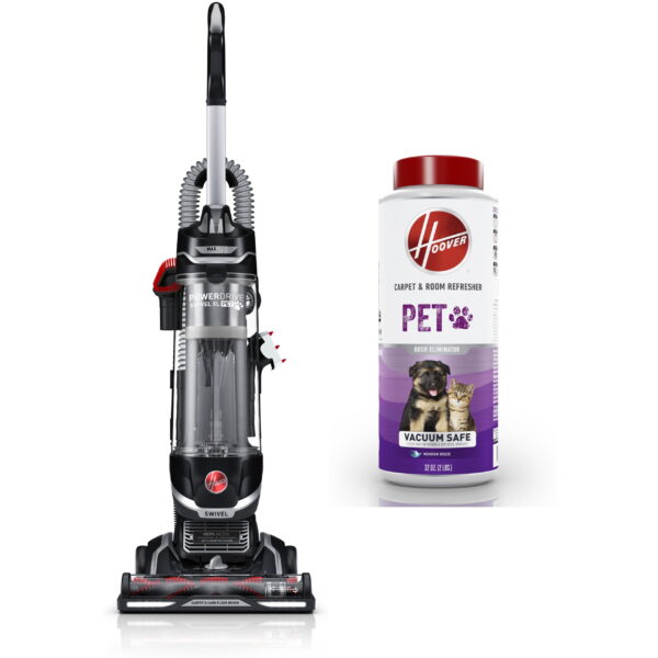 Hoover MAXLife Power Drive Swivel XL Pet Bagless Upright Vacuum Cleaner with HEPA Media Filtration, UH75210 & Pet Carpet Powder