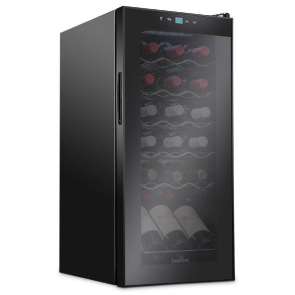 Ivation 18 Bottle Compressor Wine Cooler Refrigerator Large Freestanding Wine Cellar Glass Door Black