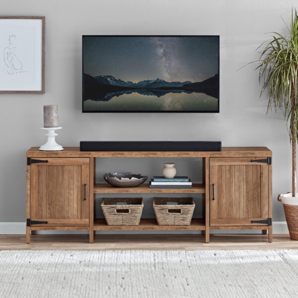 Mainstays Farmhouse TV Stand for TVs up to 70", Rustic Weathered Oak
